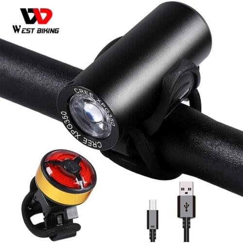 WEST BIKING Mini Front Cycling Light USB Rechargeable Bicycle Rear Light Road MTB Bike Headlight Safety Night Running Bike Light