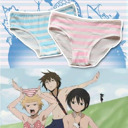 Blue and white striped underwear cotton pink Yan Yuan girl Lolita underwear secondary characters animation things cosplay Pants