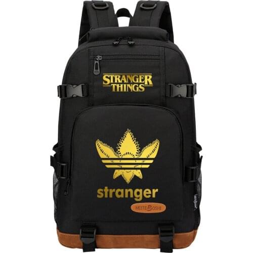 New Gold Stanger Things Prints Boys Girls Kids School Book Bags Women Bagpack Teenagers Canvas Men Laptop Travel Backpack