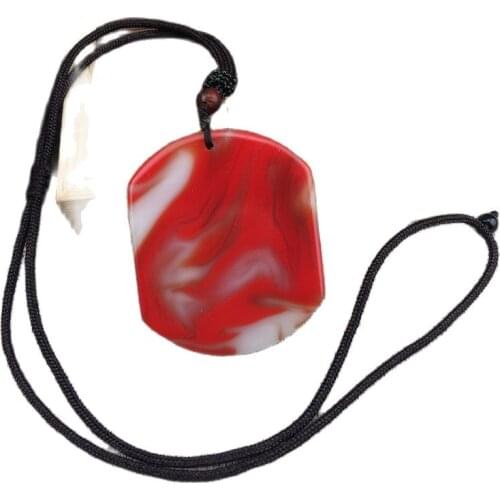 Chinese hand carved gold silk jade Gobi Red Jade Pendant Necklace
