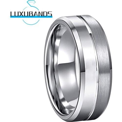 8MM 6MM Tungsten Carbide Rings For Men Wemen Center Grooved Half Polished Brushed Finished Comfort Fit