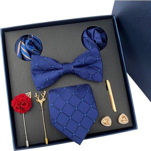 2021 New Mens Tie Light Luxury Gift Box Wedding Tie Bow Tie Pocket Towel Brooch Cuff Fathers Day Gift Box