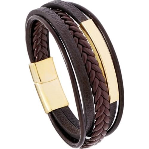 New Simple and Versatile Creative Mens Leather Bracelet Student Jewelry Stainless Steel Leather Bracelet