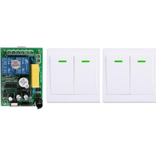 New AC220V 2CH Wireless Remote Control Switch System Receiver +2*Wall Panel Remote Transmitter Sticky Remote Smart Home Switch