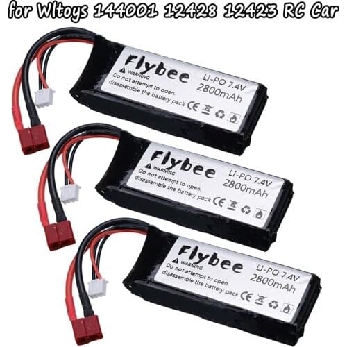 7.4v 2800mAh Original Wltoys 144001 car 2s 7.4 V Lipo battery T Plug for Wltoys 144001 12428 124018 10428 RC Car Parts battery