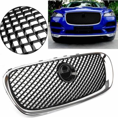 For 2008-2011 Jaguar XF XFR XFRS X250 Racing Grill Front Radiator Mesh Grille w/ Emblem ABS Car Accessories
