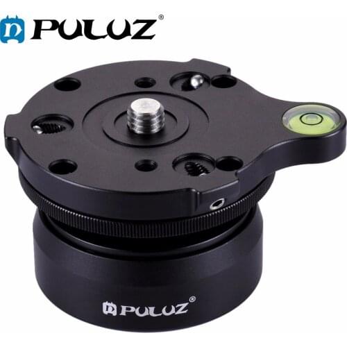 PULUZ 3/8inch Thread Dome Panoramic Tripod Head Professional Tripod Leveling Head Base with Bubble Level 3/8 standard screws