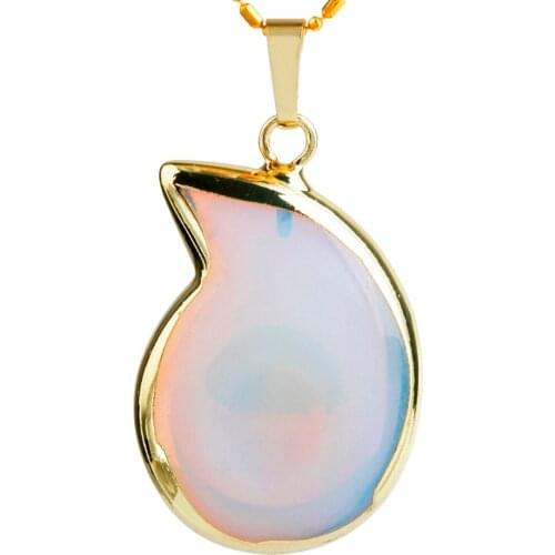 SUNYIK Opal Opalite Stone Spiral Swirl Healing Reiki Charms Pendant Jewelry (Free Chain)