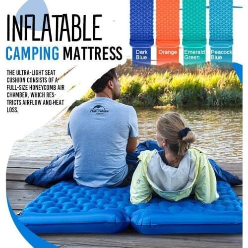 Outdoor Sleeping Pad Camping Inflatable Mattress with Pillows Foot Pump Folding Bed Ultralight Air Cushion Dropshipping