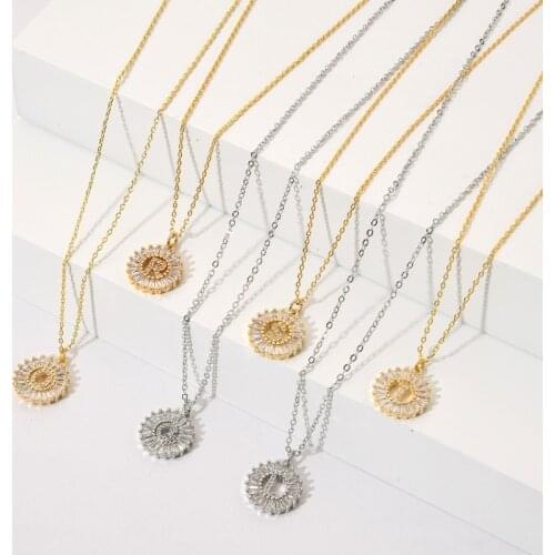 Women Girls Initial Letter Necklace 26 Letters Charm Gold Name Necklace Pendant Top Quality Copper Zircon Jewelry Gift