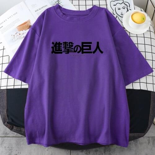 Logo Attack On Titan Print Short Sleeve T Shirts Women Anime Harajuku Loose O Neck Hip Hop Streetwear Tee Shirts Female Clothes