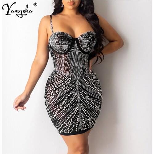 Sexy y2k slip Rhinestone club party vintage mini summer corset dress women evening prom dresses Black casual bodycon dress 2021