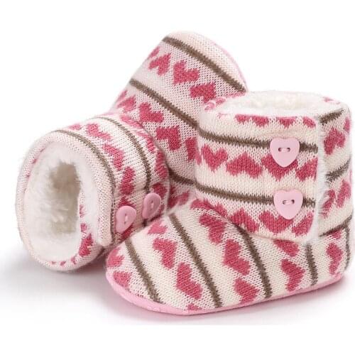 Winter Warm Baby Booties Knitting Shoes Princess Girls Snow Boots Toddler Newborn Bed Crib Shoes First Walker Christmas