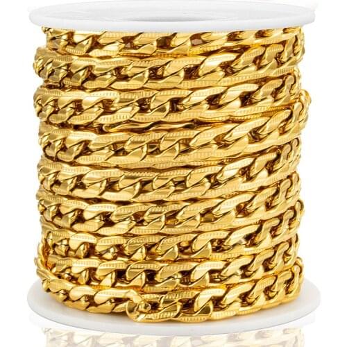 1Meter Stainless Steel Gold Oval Cable Chain Curb Cuban NK1:1 Chains For DIY Jewelry Making Necklace Bracelet Crafts Accessories