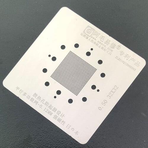 0.50 32x32 Universal BGA Stencil CPU Reballing IC Pin Heat Template Tin Plant Net 0.12mm Thickness Anti Drum-up Strong Magnetic