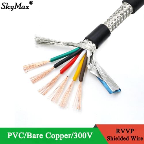 1 Meter 22 20 18 17 15 AWG RVVP Shielded Cable 2/3/4/5/6/7/8/10 Cores Bare Copper PVC Insulated Control Line UL2547 Signal Wire