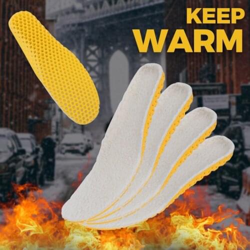 1 Pair Warm Heated Sport Insole Soft Breathable Cashmere Thermal Winter Insole For Shoes Pad