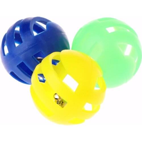 10pcs/lot Plastic Pet Cat Toy With Small Bell Diameter 3.5cm Colorful Ball Toys For Kitten Cats Supplies C42
