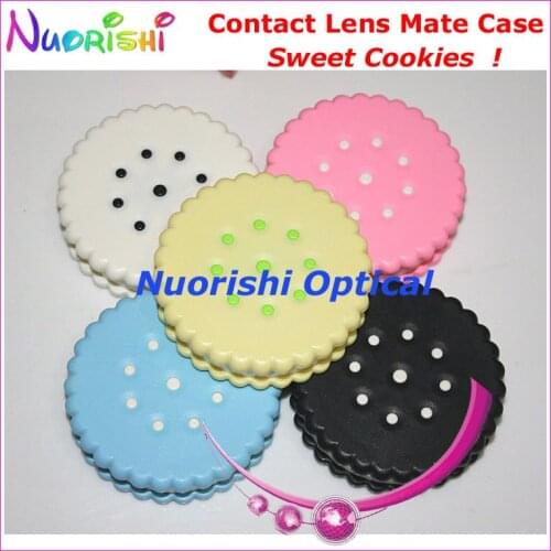 10pcs Sweet Cookies design Contact Lens Case with Mirror C533 contact lens mate box Free Shipping