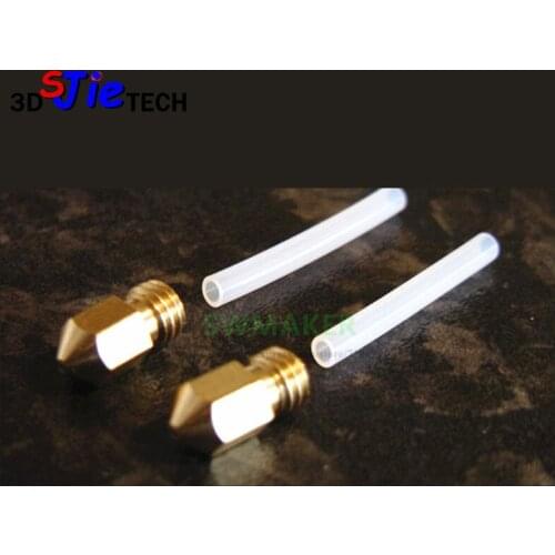SWMAKER 2pcs CTC 3D printer nozzle+PTFE tube mk8 extruder Nozzle 0.4mm+1" Ptfe CTC 1.75mm 3D printer part