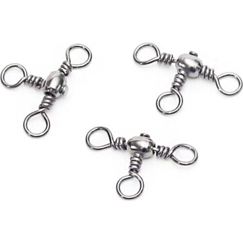 200pcs/lot 3 Way Barrel Cross Line Fishing Swivel With Solid Ring Brass Fishing Hook Line Connector Fishing Accessories 6# 23MM
