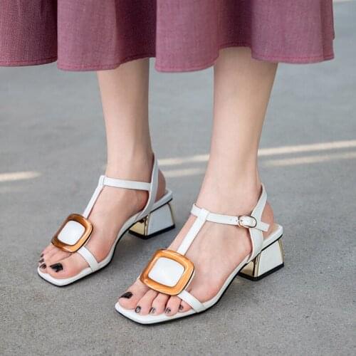 2020 summer new women high heel sandals sexy Open Toe Thick Heel Sandalias Mujer Back Strap Buckle Fashion Simple Shoes zapatos