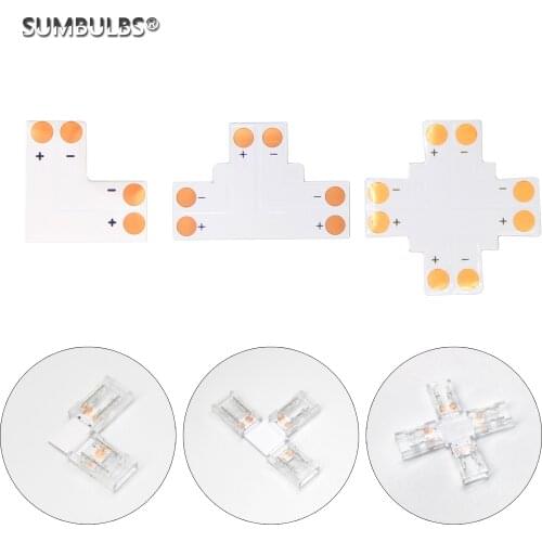 2pin Corner Connector for 8mm/10mm FCOB LED Strips T L X Shape Solderless Connectors COB Led Strip Light Joint Easy Connecting