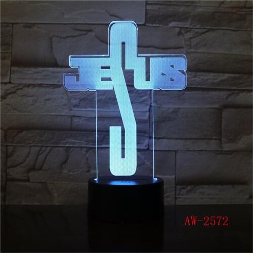 3D USB Led Visual Home Lighting Jesus Modeling NightLight Table Lamp Kids Decor Bedroom Bedside Letter Lighting Fixture AW-2572