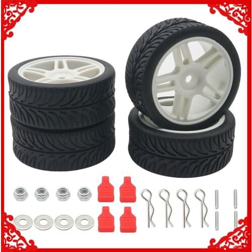 4 pcs/set 65mm rubber tire+52mm wheel rim set+body clip with tab for rc hobby model car 1/14 Wltoys 144001 buggy hop-ups parts