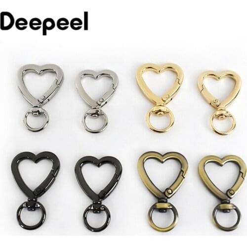 10pcs Deepeel 11X40mm/11X44mm Heart-shaped Metal Hook Buckles Spring Open Circle Clasp DIY Bag Strap Ring Buckle Accessories
