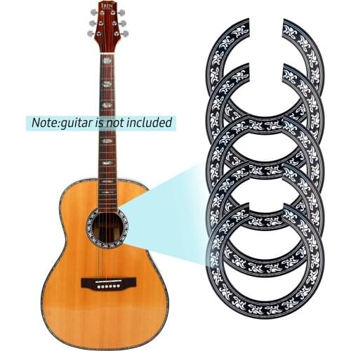 5Pcs Guitar Round Sound Hole Stickers PVC Guard Paste Sound Hole Protection Board Self-Adhesive Ring for 39inch Classical Guitar
