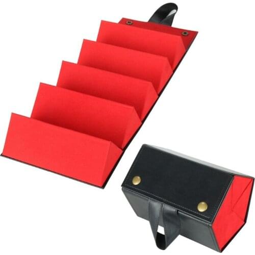 5 Slots Foldable Leather Eyewear Holder Display Sunglasses Eyeglasses Travel Organizer Case Multiple Hanging Container