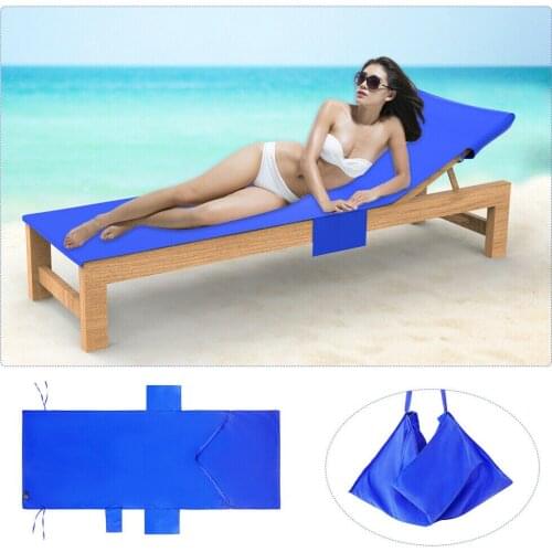 75*215cm Beach Chair Cover with Side Pockets, Quick-dry Multifunctional Lounger Accessory Swimming Towel