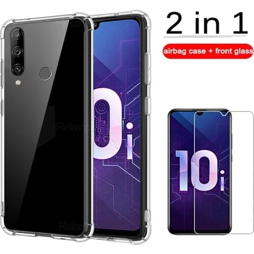 2 in 1 case + glass for Huawei honor 10i стекло чехол,pelicula capa,screen protector for honor 10 lite honor20 pro cover