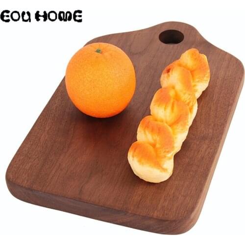 Durable Black walnut Wooden Chopping Block Kitchen Food Plate Pizza Sushi Bread Chopping Board Cutting with Hole Can Be Hung