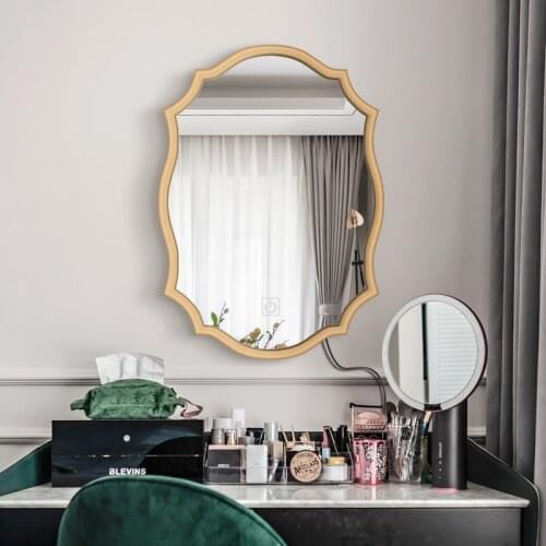 Nordic Makeup Wooden Mirror Wall Hanging Cloakroom Dressing Mirror Princess Mirror Wall Creative Decoration