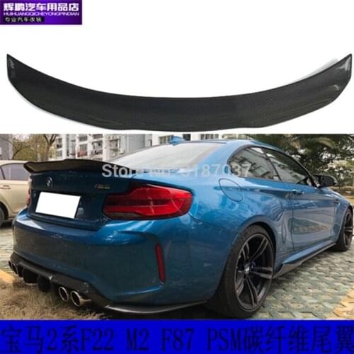 For BMW F22 M235i F87 M2 2014+Carbon PSM Style 2014-2018 Carbon Fiber Rear Roof Spoiler Wing Trunk Lip Boot Cover Car Styling