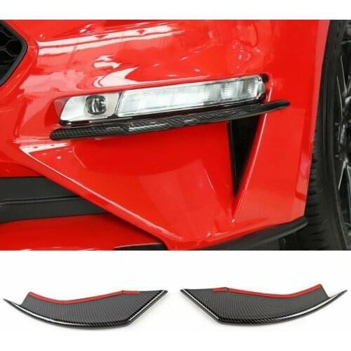 DWCX 2Pcs Carbon Fiber Texture ABS Car Front Fog Light Eyebrown Cover Trim Fit for Ford Mustang 2018 2019