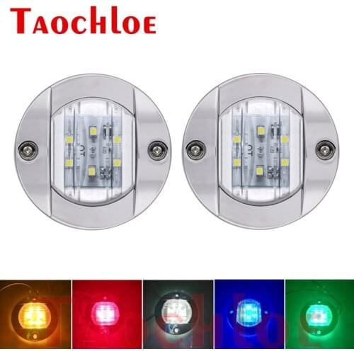 2Pc 12V LED Marine Boat Transom Stern Light Truck Trailer Tractor Round Side Marker Turn Signal Lights Car Decorative Lamp