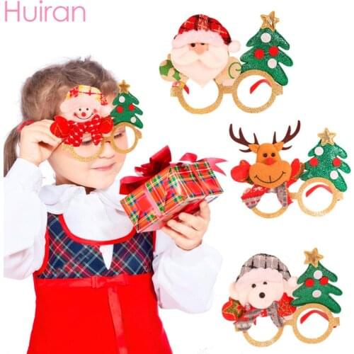 HUIRAN Christmas Santa Claus Snowman Glasses Ornaments Merry Christmas Decorations for Home New Year Xmas Gifts for Children