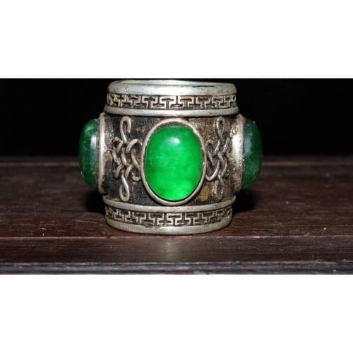 Exquisite antique white copper inlaid with old jadeite wrench