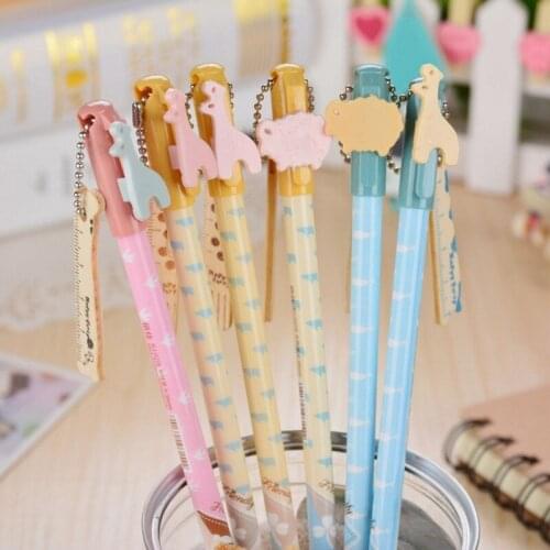 1 pcs Korean Style pen Creative Stationery Cartoon Small Animal Gel Pen Kawaii Wooden Small ballpoint pen Office School Supplies