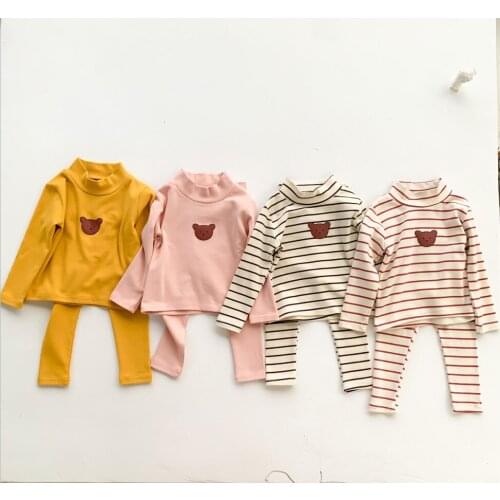 Baby boy clothtes sets autumn newborn baby girl clothing half-high collar long sleeve shirt +legging pant outfits baby pajamas