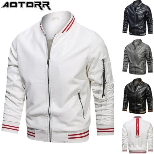 Leather Jacket Men 2021 New Autumn Winter Fashion Casual Pu Jackets Stand Collar Multi Pocket Leathers Coat Mens Clothing