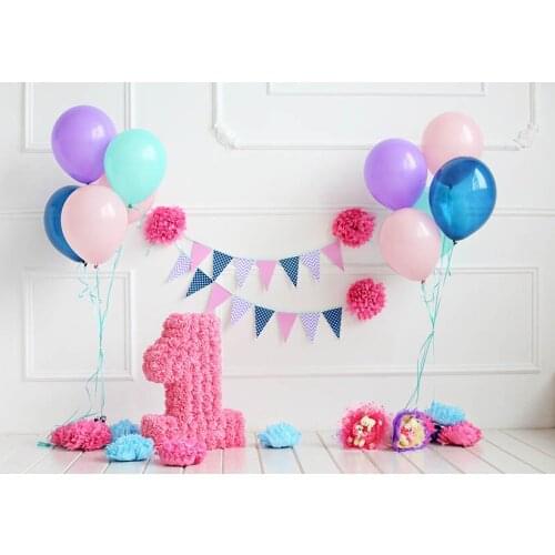 Colorful balloons Photography Backgrounds happy birthday pink flower baby indoor printed photo Backdrop for photo studio G-1121