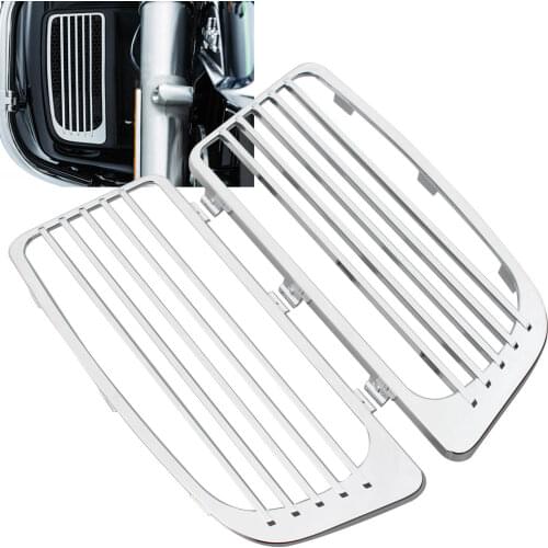 Motorcycle Radiator Grill Lower Fairing Cover Chrome Fits For Harley Touring Road King Street Glide Twin Cooled Models 2014-2020