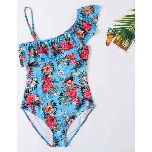 Girls Swimsuits 2021 New Arrival One Piece Flamingo Print Childrens Swimwear 3 Colors For 2-7years Children Beachwear