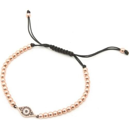 Copper Turkish Evil Eye micro pave cz Cubic Zirconia bracelet rope adjusted Macrame religion ut4 Bangles for Women Jewelry