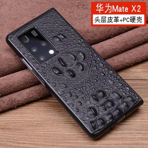 Fashion Crocodile Genuine Leather Case For Huawei Mate X2 Hard Plastic Cover Shell For Huawei Matex2 Funda Skin Coque Capa