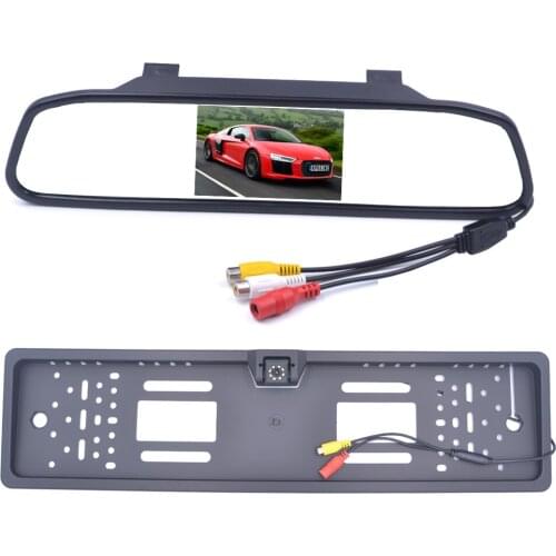 HD Car Monitor 4.3 Inch TFT-LCD Color Monitor PAL / NRSC / AUTO 2 Video Input For EU License Plate Frame Reverse Parking Camera
